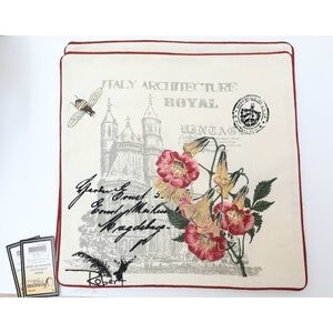 Set of 2 Embroidered Cushion Covers beige provance lily flower pillowcase Italy